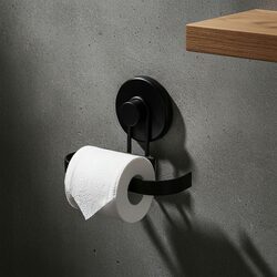 Uchwyt na papier toaletowy na przyssawkę czarny metalowy bez wiercenia loft