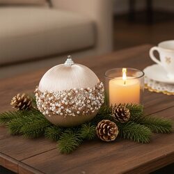BOMBKA CHOINKOWA 10 cm szampańska baza z błyszczącymi cekinami ozdoba