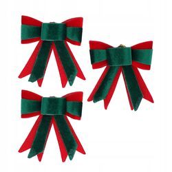 Kokardy na choinke zielone zawieszki świąteczne zestaw 3 sztuki stroik